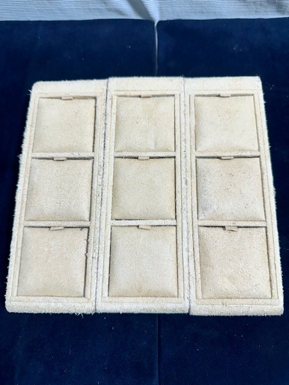 Vtg BATES Tan Faux Suede Danity Necklace Holders/Displays set of (3)